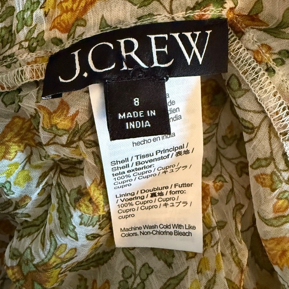 J. Crew Yellow and Green Floral Camisole crinkle chiffon flowy tank y2k sz 8 - Picture 4 of 6